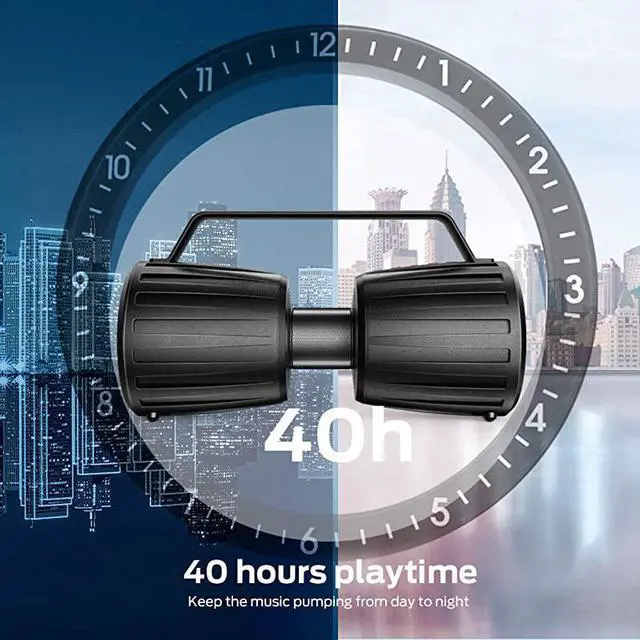 Alt view image 4 of 7 - Bluetooth Speaker Adventurer Force IPX7 Waterproof Bluetooth Speaker 50 with Microphone Input 40W Portable Bluetooth Speakers with 40H Playtime for Indoor Outdoor Party Black