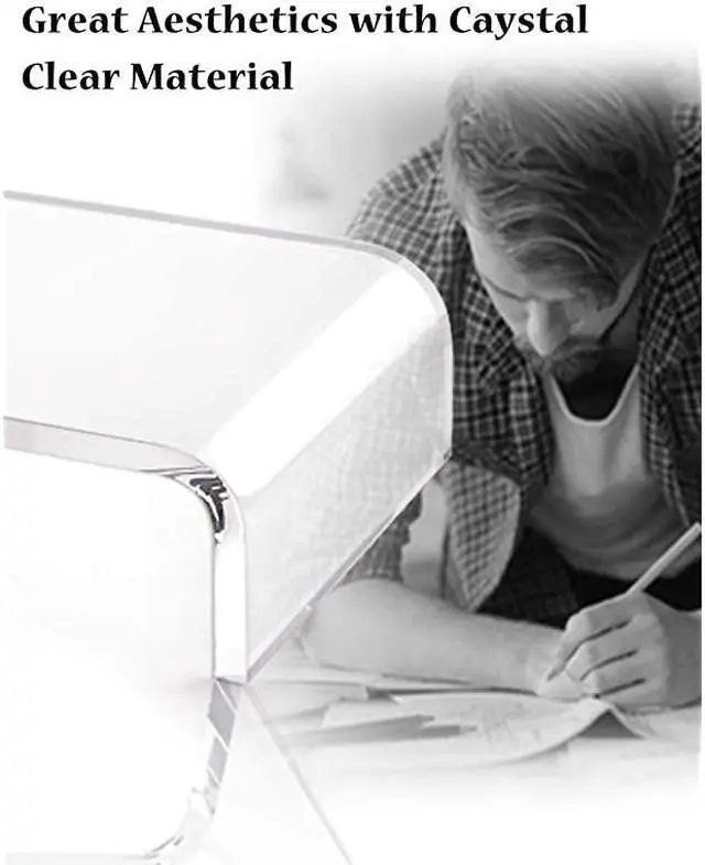 Alt view image 2 of 7 - Premium Acrylic Monitor Stand Custom Size Monitor RiserComputer Stand for Home Office Business wSturdy Platform PC Desk Stand for Keyboard Storage MultiMedia Laptop Printer TV Screen