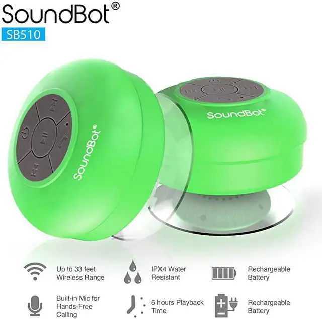 Alt view image 3 of 7 - SB510 HD Water Resistant Bluetooth Wireless Shower Speaker HandsFree Portable Speakerphone w 6Hrs of Playtime Builtin Mic Control Buttons Detachable Suction Cup for Indoor Outdoor