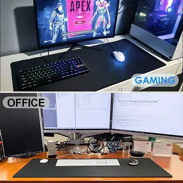 Alt view image 6 of 6 - Large Gaming Mouse Pad with Stitched Edges Extended Mousepad with Superior MicroWeave Cloth NonSlip Base Water Resist Keyboard Pad Desk Pad for Gamer Office Home 354 x 157 in Black