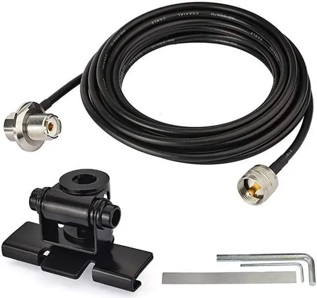 Alt view image 4 of 7 - Vehicle Ham Radio Mobile Radio Antenna VHF UHF 136174MHz 400470MHz Car Truck Amateur Radio Two Way Radio Low Profile Antenna with Lip Mount Fixed Bracket PL259 Male 5m 165 feet RG58 Cable