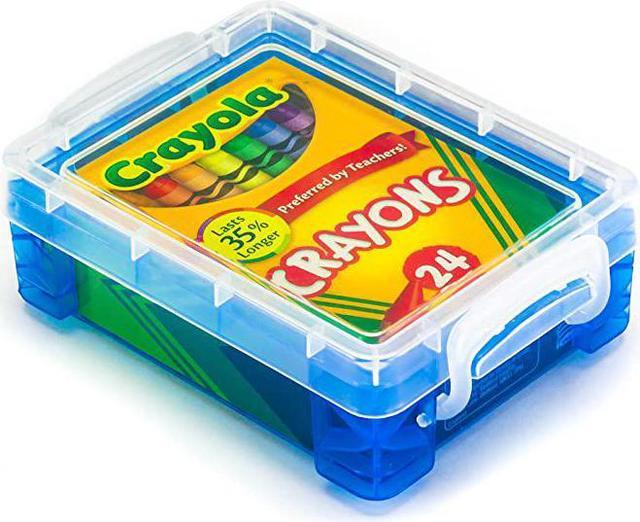 Crayons 24 Count with Blue Super Stacker Plastic Crayon Box Bundle 