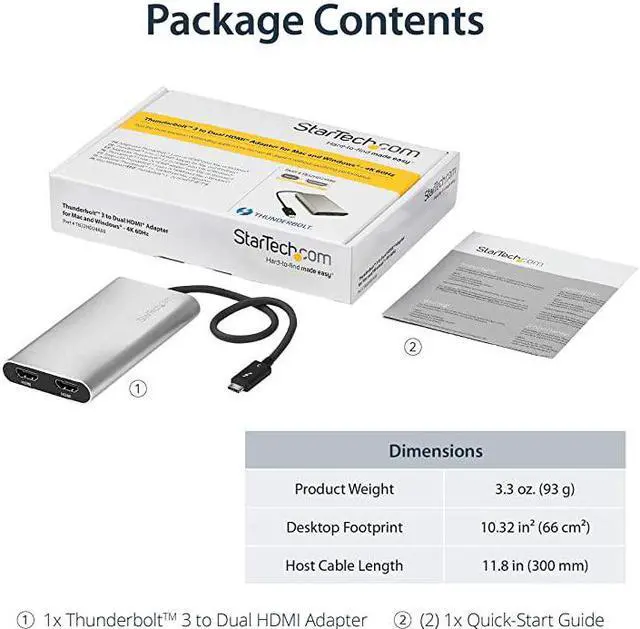 Alt view image 6 of 7 - com Thunderbolt 3 to Dual HDMI 20 Adapter 4K 60Hz Thunderbolt 3 Certified Dual Monitor HDMI Video Converter Adapter Mac Windows compatible Dual 4K Display HDMI TB32HD24K60