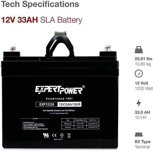 Alt view image 3 of 6 - 12v 33ah Rechargeable Deep Cycle Battery EXP1233