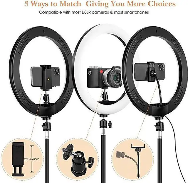 Alt view image 2 of 7 - inch Ring Light with Tripod and Desk Stand Adjustable LED Circle Light with Extendable Tripod 59 USB Powered Phone Holder for iPhone Tiktok Streaming Video Recording Zoom Meeting Camera