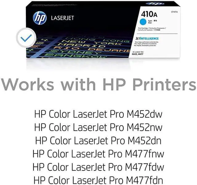 Alt view image 2 of 5 - 410A | CF411A | Toner Cartridge | Cyan | Works with  Color LaserJet Pro M452 Series, M377dw, MFP 477 Series