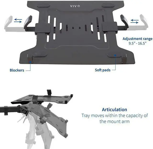 Alt view image 3 of 7 - Universal Adjustable 10 to 156 inch Laptop Mount Holder for VESA Compatible Monitor Arms Notebook Tray StandLAP3
