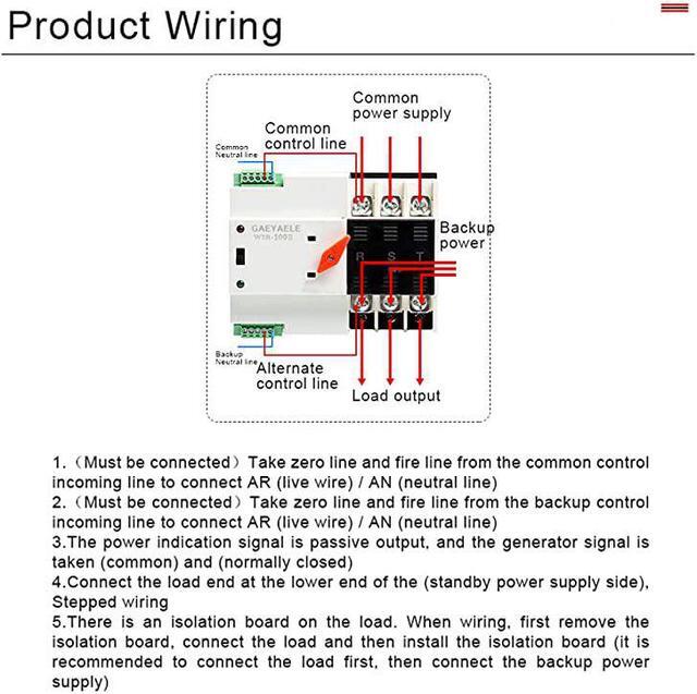 Alt view image 6 of 7 - W2R3P Din Rail Mounted Automatic Transfer Switch Three Phase ATS 100A Power Transfer Switch W2R 3P 100A