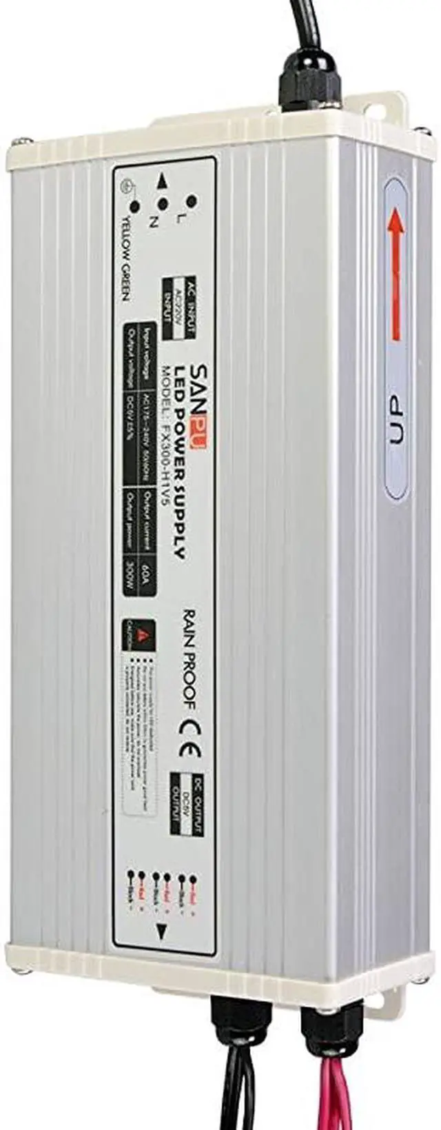 Alt view image 7 of 7 - Mode Power Supply 300W 5V 60A Constant Voltage LED Driver 5VDC Rainproof Outdoor 110V AC to DC 5 Volt Transformer Converter FX300H1V5