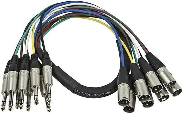 Alt view image 2 of 4 - 601296 8-Channel 1/4 Inch TRS Male to XLR Male Snake 26AWG Cable C/d - 1 Meter (3 Feet) With 8 Balanced Mono / Unbalanced Stereo Lines
