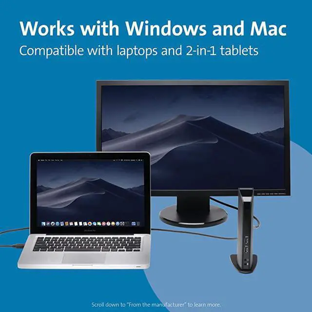 Alt view image 4 of 6 - USB 30 Dual Display Docking Station for Windows Mac OS Surface Pro Surface Laptop K33972USBlack