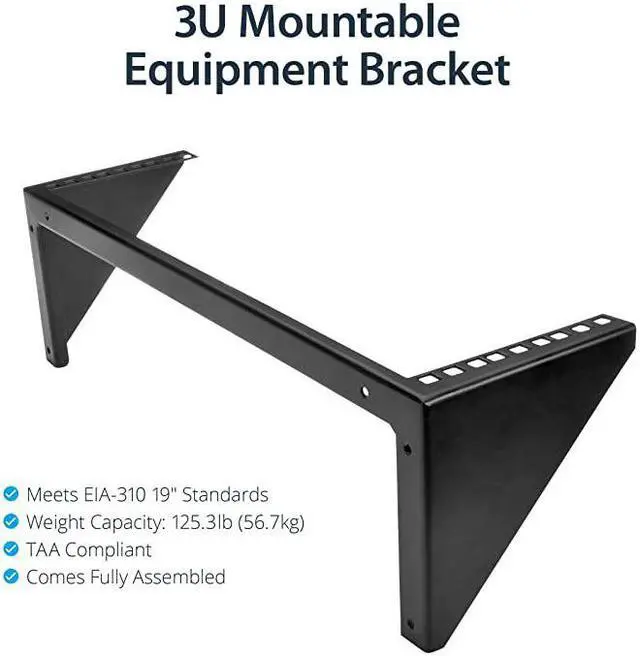 Alt view image 2 of 7 - com 3U Wall Mount Patch Panel Bracket 19 in Steel Vertical Patch Panel Mounting Rack for Networking Equipment RK319WALLV Black