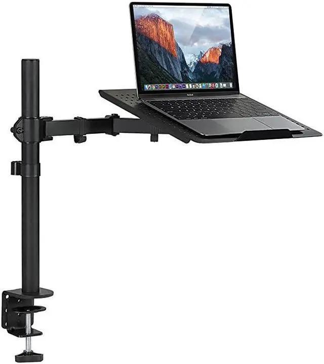 Main image of Laptop Desk Stand Mount | Articulating Vented Laptop Tray Mount | Fully Adjustable Laptop Arm Mount | Single Laptop Desk Extension with C-Clamp | Heavy-Duty Laptop Desk Stand (MI-4352LT)