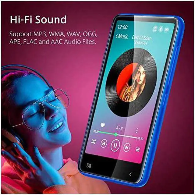 Alt view image 5 of 7 - MP3 Player with Bluetooth 4 0 quot Full Touchscreen Mp4 Mp3 Player with Speaker 8GB Portable HiFi Sound Mp3 Music Player with FM Radio Voice Recorder E Book Supports up to 128GB TF Card Blue