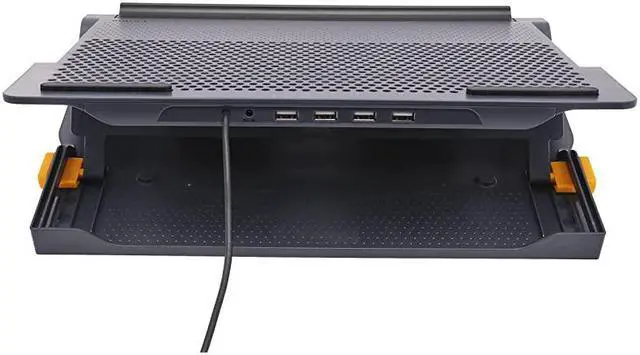 Alt view image 2 of 5 - Portable Chill Hub and Chill Mat with Fan Ventilation Prevents Overheating 4Port USB Hub Rubber Grips Cooling Pad for up to 17Inch Laptop Black AWE81US