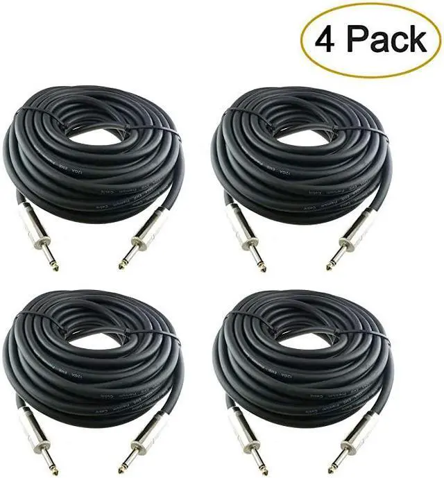 Main image of 4Pcs 25 Feet Professional 1/4" to 1/4" Speaker Cables, 12 Gauge AWG 2-Conductor 1/4 Male Inch Heavy Duty Audio Amplifier Cord Wire, 4 Pack