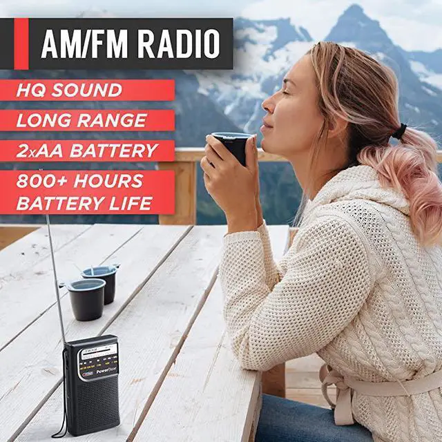 Alt view image 2 of 6 - Portable Radio | AMFM 2AA Battery Operated with Long Range Reception for Indoor Outdoor Emergency Use | Radio with Speaker Headphone Jack Black