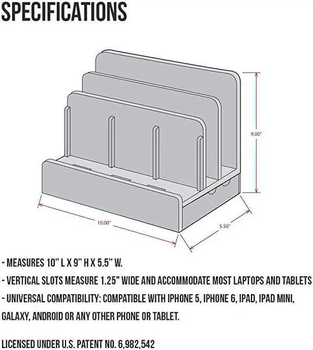 Alt view image 7 of 7 - GUS MultiDevice Charging Station Dock Organizer Multiple Finishes Available for Laptops Tablets and Phones Strong Build EcoFriendly Bamboo