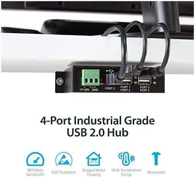 Alt view image 2 of 7 - com 4Port Industrial USB 20 Hub with ESD Protection Mountable Multiport Hub ST4200USBMBlack