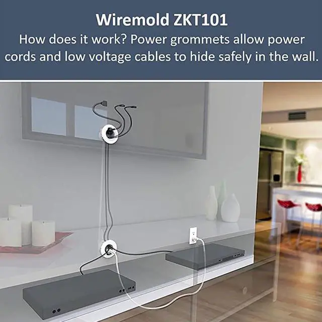 Alt view image 3 of 6 - Cord Management Kit, In Wall Flat Screen TV Wire and Cable Hider Organizer, Recessed In Wall System, White, ZKT101