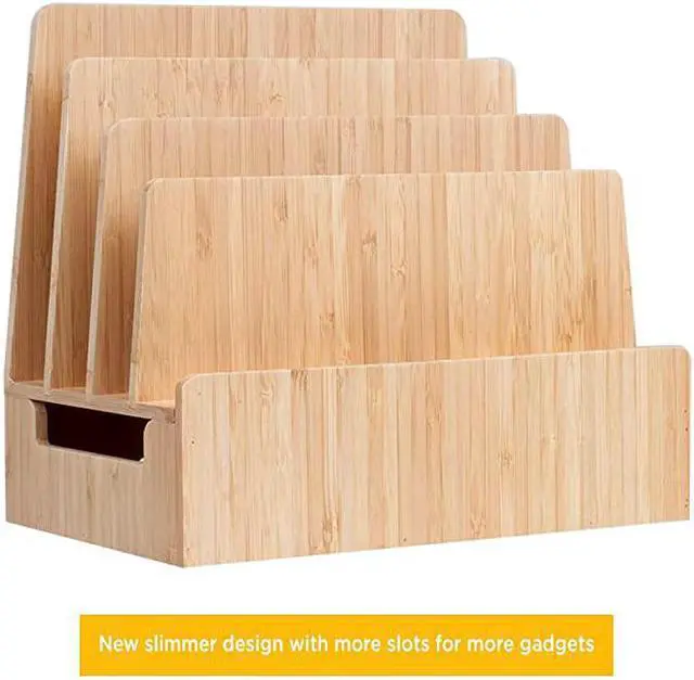 Alt view image 2 of 7 - Bamboo Charging Station amp Multi Device Organizer Slim Version for Smartphones Tablets and Laptops