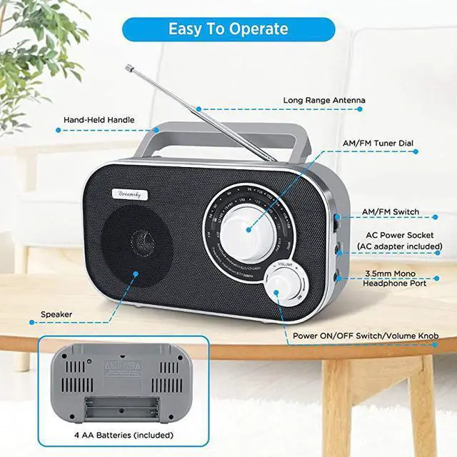 Alt view image 2 of 7 - Portable AM FM Radio with Great Reception Battery Operated Radio AC Outlet Powered Radios with Headphone Jack Handheld Transistor Radios Small Gifts for Seniors Emergency Indoor Outdoor