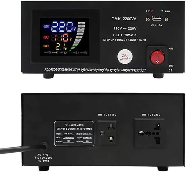 Alt view image 2 of 7 - TMK1600VA 1500W Smart Auto Step Up amp Step Down Voltage Transformer Converter110120 Volt 220240 VoltSoft Startwith LED Display220V to 110V 110V to 220V