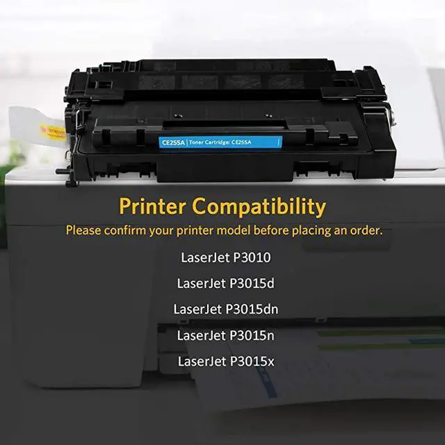 Alt view image 5 of 7 - 1PK Compatible Toner Cartridge Replacement for HP 55A CE255A Toner Black Ink for HP Laserjet P3015 P3015d P3015dn P3015n P3015x HP Enterprise 500 MFP M521dn M521dw M525c M525dn M525f Printer