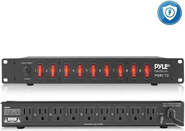 Main image of PDU Power Strip Surge Protector 150 Joule 9 Outlet Strips Surge Protector Heavy Duty Electric Extension Cord Strip 1U Rack Mount Protection Power Outlet Strip W 9 Front Switch Pro PDBC70 BLACK