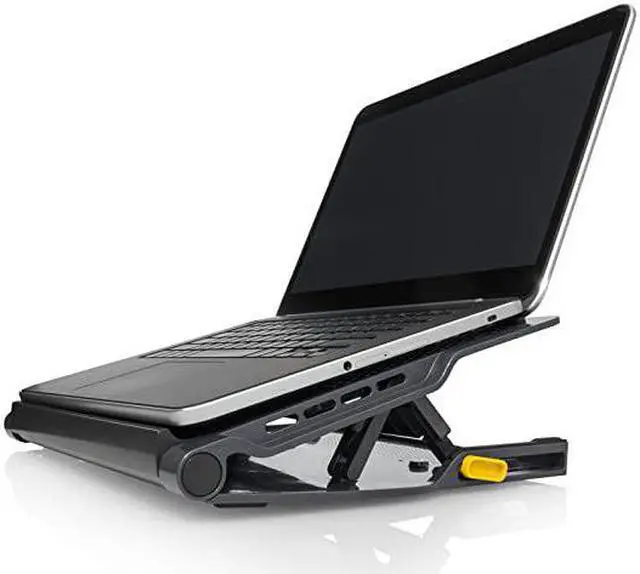 Alt view image 3 of 5 - Portable Chill Hub and Chill Mat with Fan Ventilation Prevents Overheating 4Port USB Hub Rubber Grips Cooling Pad for up to 17Inch Laptop Black AWE81US