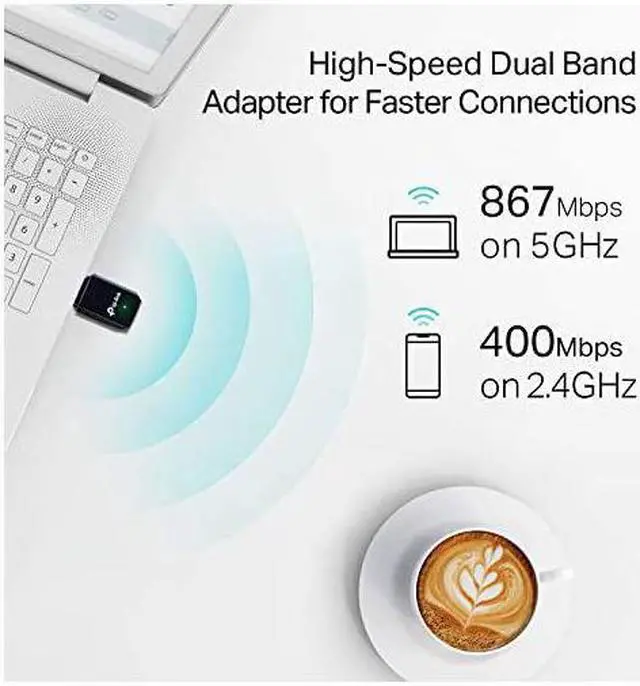 Alt view image 2 of 6 - AC1300 USB 3 0 Mini WiFi Adapter | 2 4G 5G Dual Band Wireless Network Adapter for PC Desktop | MU MIMO WiFi Dongle | Supports Windows 10 8 1 8 7 XP Mac OS X 10 9 10 14 Archer T3U