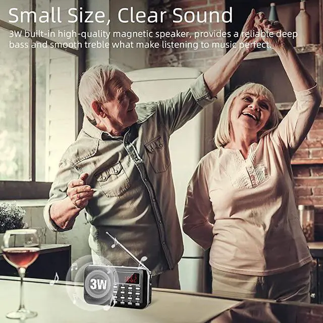 Alt view image 5 of 7 - Mini Portable Radio AM FM Pocket Radio with LED Flashlight Digital Radio Speaker Support Micro SDTF CardUSB Auto Scan Save 1200mAh Rechargeable Battery Operated by Latest Version