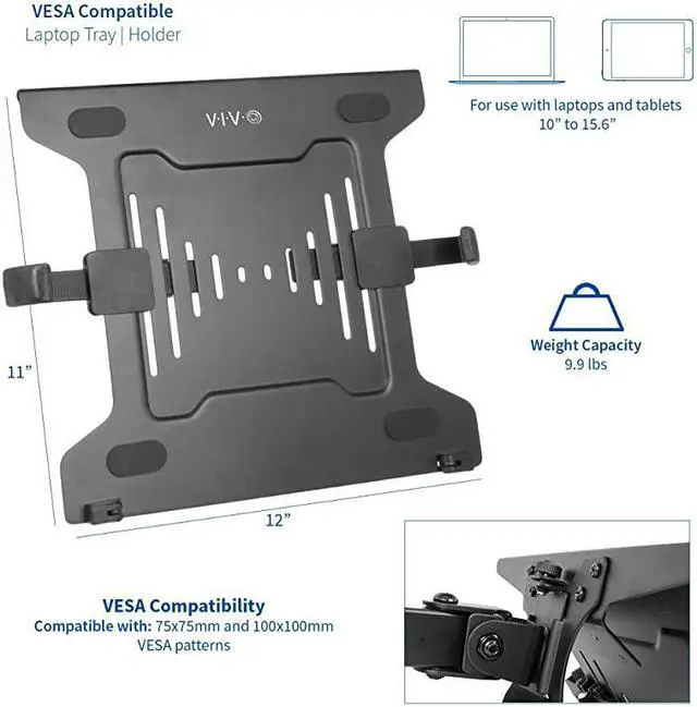 Alt view image 2 of 7 - Universal Adjustable 10 to 156 inch Laptop Mount Holder for VESA Compatible Monitor Arms Notebook Tray StandLAP3