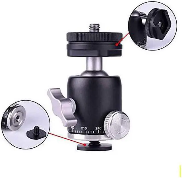 Alt view image 7 of 7 - Tripod Mini Ball Head with Cold Shoe - Metal Professional Panoramic Ballhead 360° Pan 90° Tilt Tripod Mount Adapter with 1/4" Screw for DSLR /Light Stand/Cell Phone/Monopod/Gopro