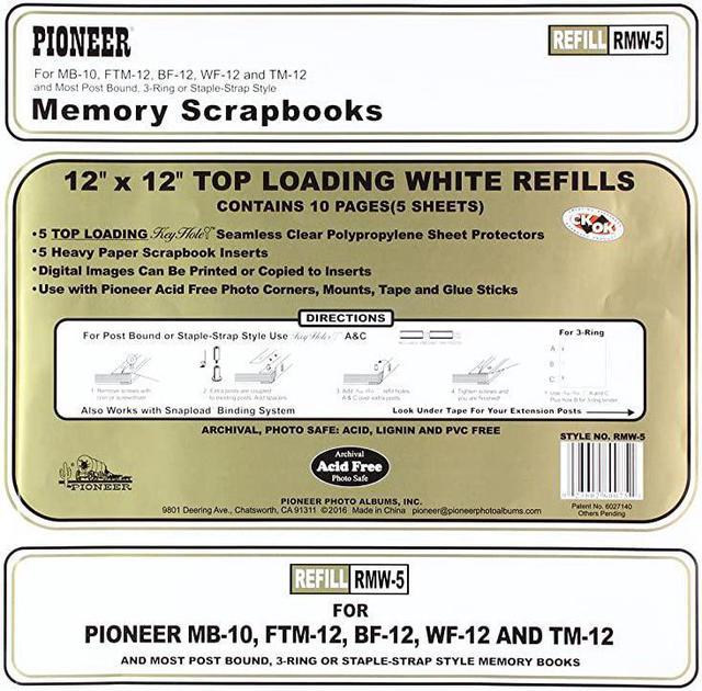 12 x 12 Scrapbook Page Refills with White Inserts
