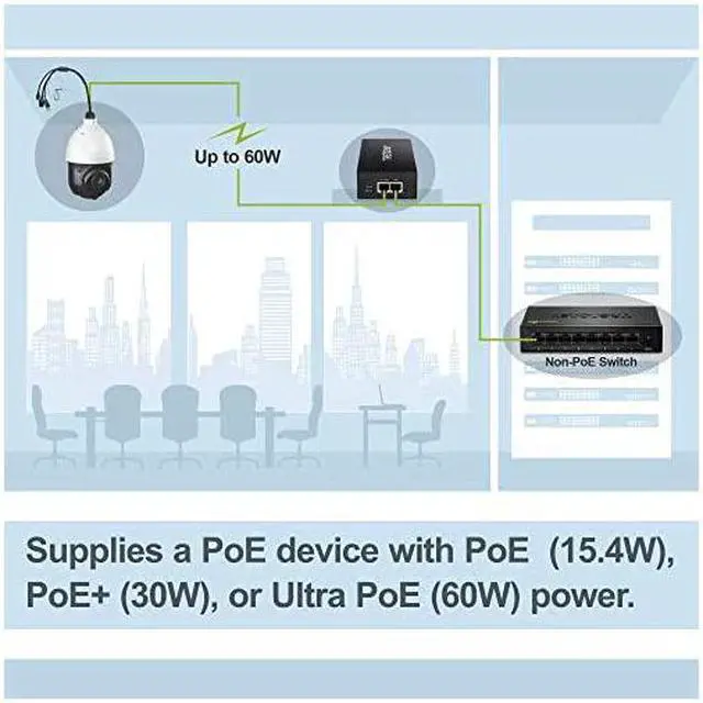 Alt view image 3 of 7 - Gigabit Ultra PoE+ Injector TPE117GI Supplies PoE 154WPoE+ 30W or Ultra PoE 60W Network a PoE device Up to 100m 328 ft Supports IEEE 8023af802atUltra PoE Plug Play Black