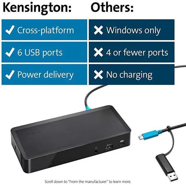 Alt view image 7 of 7 - SD4700P USBC or USBA 60W PD Dual Display Docking Station with Power Delivery for Windows PCs Surface Pro Surface Laptops and MacBooks TAA Compliant K38240NA