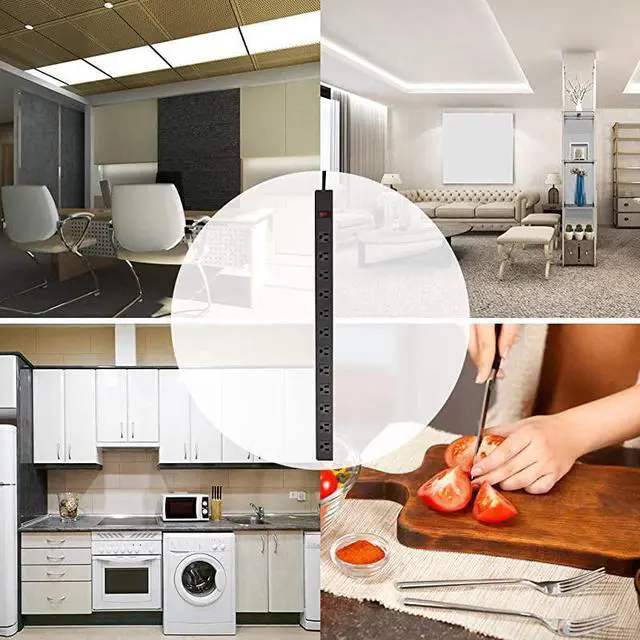 Alt view image 5 of 7 - Metal Power Strip 6 Ft Long Extension Cord Heavy Duty for Kitchen Office School Commercial Workshop Industrial ETL Certified and Listed Socket125V15A Black