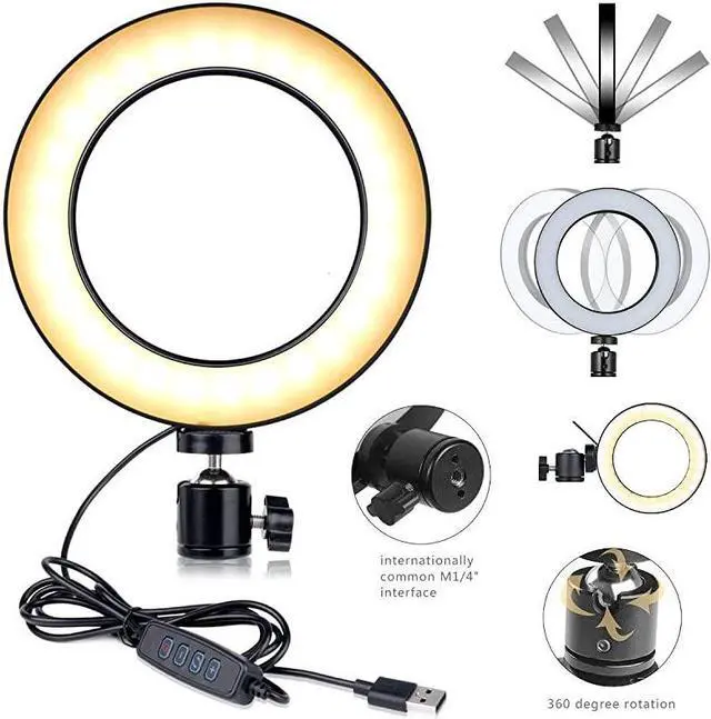 Alt view image 7 of 7 - Stream Lighting kit Desk Ring Light and Wall Ring Light6 USB Ring Light with Mount Stand for YouTube Task Craft Architect Drafting Repair