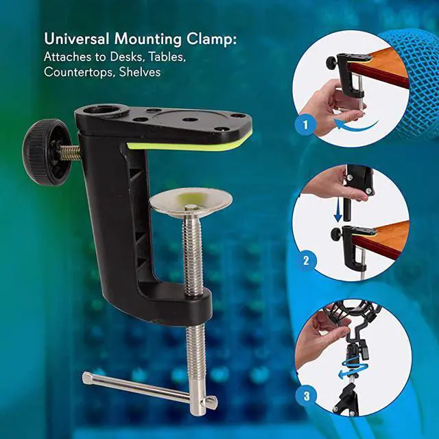 Alt view image 3 of 7 - Suspension Microphone Boom Stand Simple ClampStyle Installation Desktop Scissor Spring Arm Mic Stand w Shock Mount Quick Setup attached Maximum Mic Arm Extension Dst= 226 ft  PMKSH01