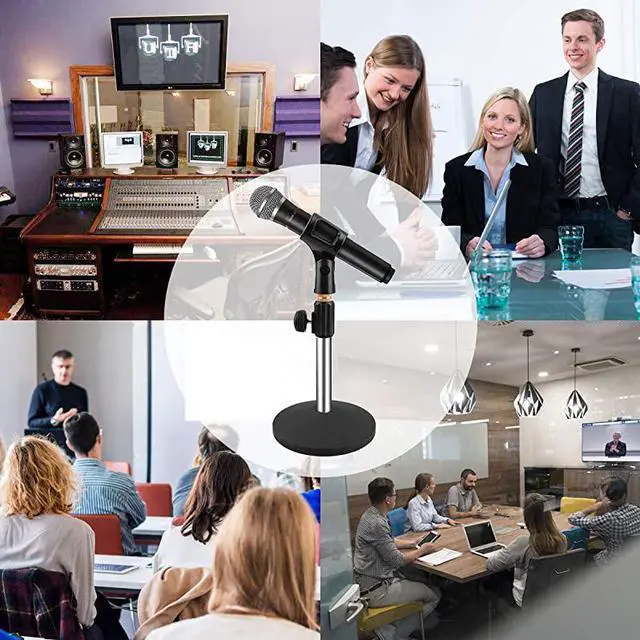 Alt view image 6 of 7 - Microphone Stand Desk Mic Stand Desktop Microphone Stand Adjustable Tabletop Microphone Stand with Gooseneck Mic Clip 58quot Male to 38quot Female Screw for Blue Yeti Snowball Christmas gift