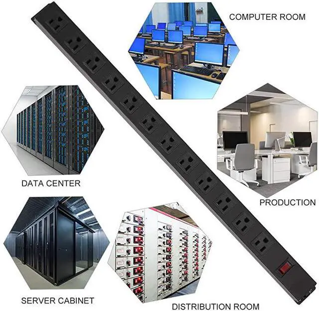 Alt view image 6 of 7 - Metal Power Strip 6 Ft Long Extension Cord Heavy Duty for Kitchen Office School Commercial Workshop Industrial ETL Certified and Listed Socket125V15A Black