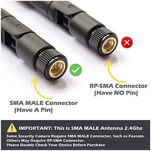 Alt view image 2 of 4 - 9dBi WiFi Antenna with SMA Male (SMA-Plug) Connector Compatible W/Foscam Anran Haloview IP Camera & Other Wireless Security Camera Antenna - 2.4Ghz Wireless Networking Device (SMA-Plug 2Pack)