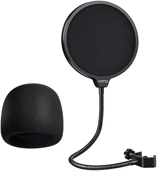 Main image of Microphone Pop Filter For Blue Yeti and Any Other MicrophoneDual Layered Wind Pop Screen With 360°Gooseneck Mic Cover Foam Windscreen for Blue YetiYeti Pro Condenser Microphone2 in 1 Pack