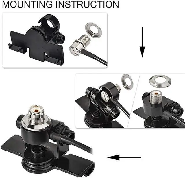 Alt view image 6 of 7 - Vehicle Ham Radio Mobile Radio Antenna VHF UHF 136174MHz 400470MHz Car Truck Amateur Radio Two Way Radio Low Profile Antenna with Lip Mount Fixed Bracket PL259 Male 5m 165 feet RG58 Cable