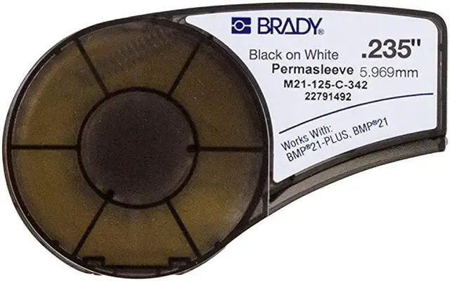 Main image of Authentic M21125C342 PermaSleeve Heat Shrink Tubing for Control Panels Electrical Panels and Wire Harness Labeling Black on White material Designed for BMP21PLUS and BMP21LAB Label Printers 235 Width