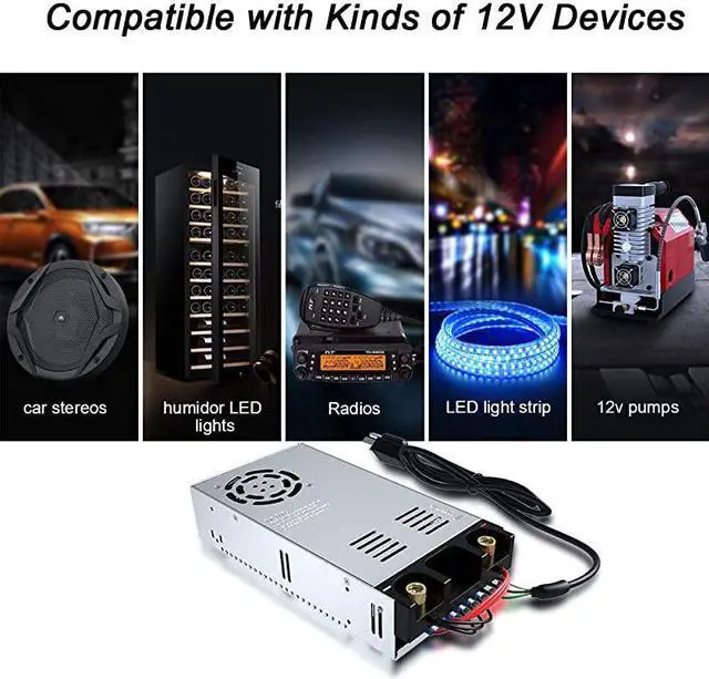 Alt view image 7 of 7 - 110V AC to 12V DC Converter Power Supply Adapter Switch Transformer Max 50A 600W New Version