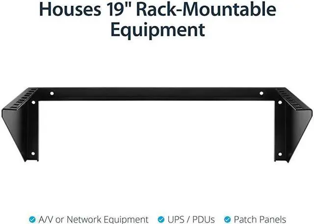 Alt view image 4 of 7 - com 3U Wall Mount Patch Panel Bracket 19 in Steel Vertical Patch Panel Mounting Rack for Networking Equipment RK319WALLV Black