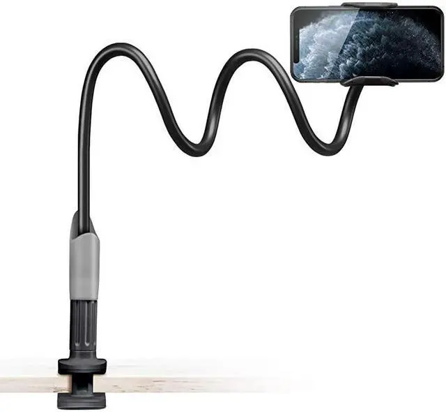 Main image of Bed Phone Holder SAIJI Flexible Long Arm Phone Mount for Desk Clip Bracket Clamp Stand for 4065 Mobile Cell Phone Stand Document Camera Nintendo Switch Black