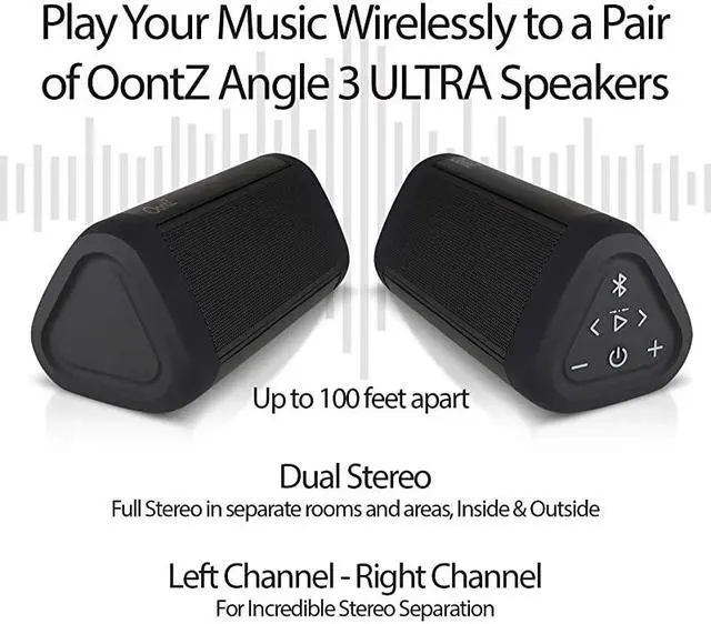 Alt view image 3 of 5 - OontZ Angle 3 Ultra 4th Gen Bluetooth 50 Speaker Updated Two Speaker Edition 14 Watts HiQuality Sound Bass 100 Ft Wireless Range IPX7 Bluetooth Speakers by  Black